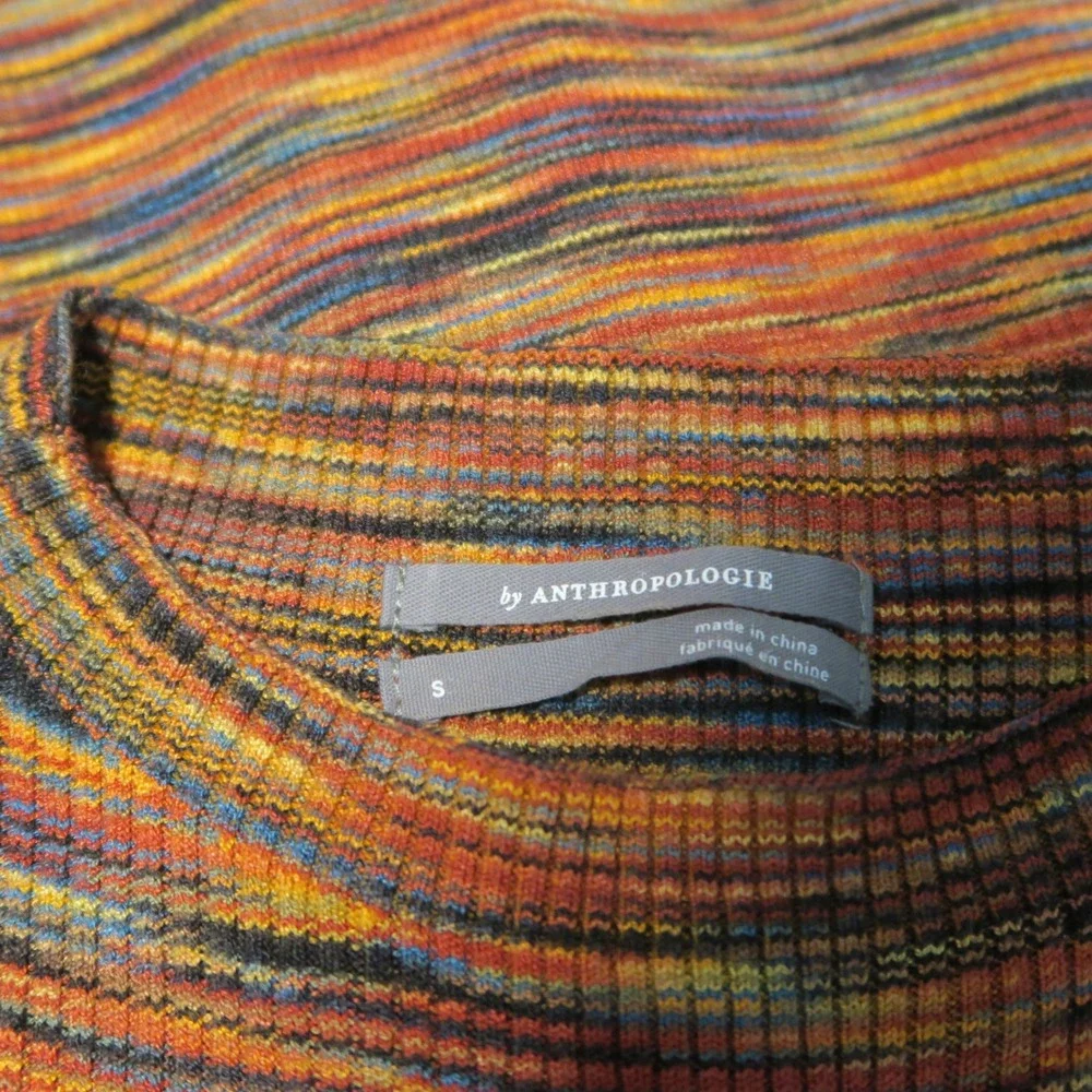 Anthropologie Dress Sleeveless Ribbed Knit Bodycon Multi Color Casual Size S‎